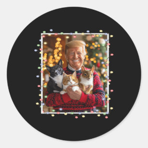 Trump Christmas Sweater Cat Dog Squirrel Pet Lover Classic Round Sticker