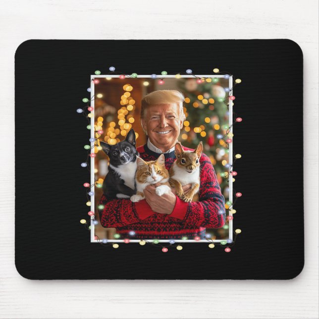 Trump Christmas Sweater Cat Dog Squirrel Pet Lover Mouse Mat (Front)