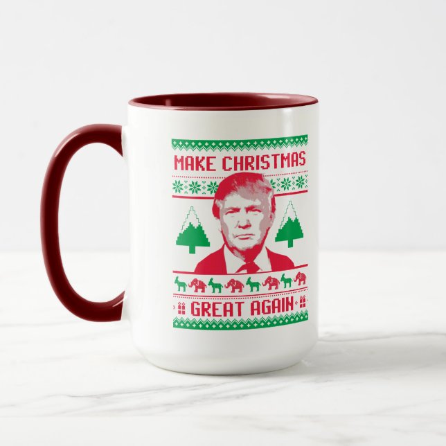 Trump Christmas Sweater - Make Christmas Great Aga Mug (Left)
