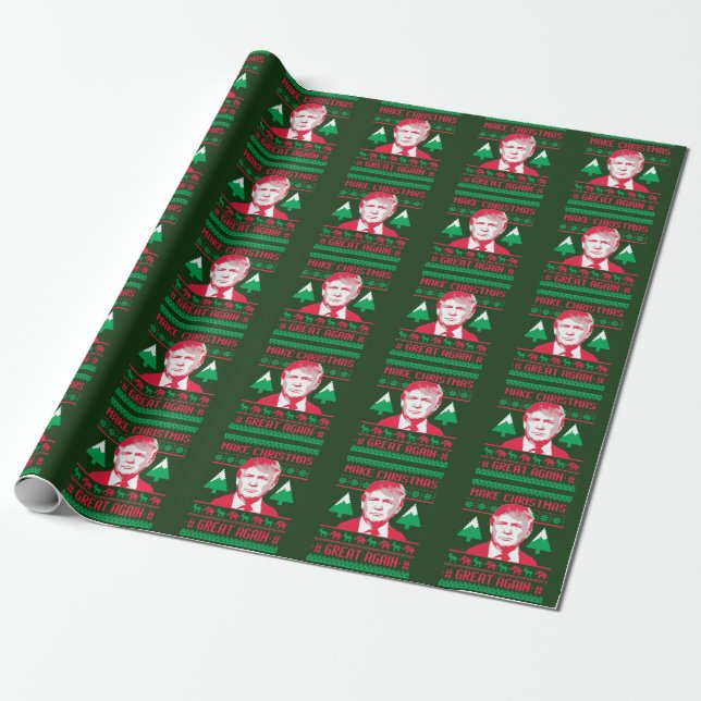Trump Christmas Sweater - Make Christmas Great Aga Wrapping Paper (Unrolled)