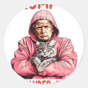 Trump Commander In Cat Funny Cat And Trump Classic Round Sticker