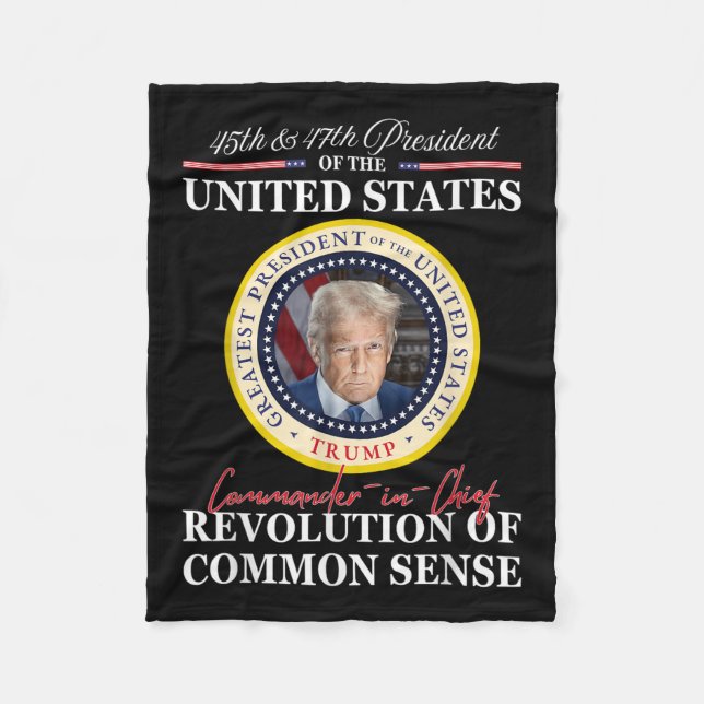 Trump Commander-in-chief 45 47 Revolution Of Fleece Blanket (Front)