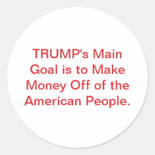 Trump Cons Cheats Americans Hankamer Artjunkhaus  Classic Round Sticker