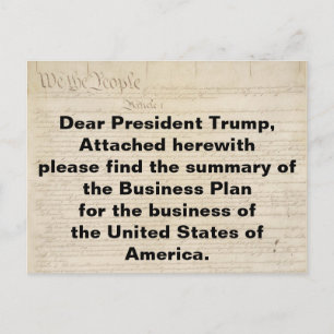Trump Constitution is the USA Business Plan Postcard