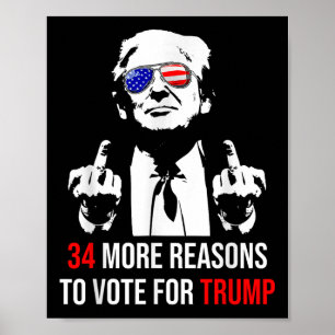 Trump Convicted Felon, 34 More Reasons To Vote For Poster