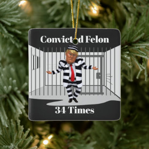 Trump Convicted Felon Ceramic Ornament