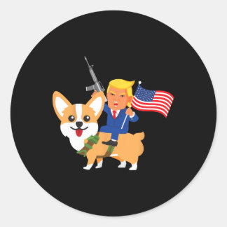 Trump Corgi Gun Merica 2020 Election Donald Dog Mo Classic Round Sticker