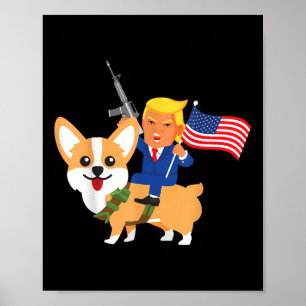 Trump Corgi Gun Merica 2020 Election Donald Dog Mo Poster