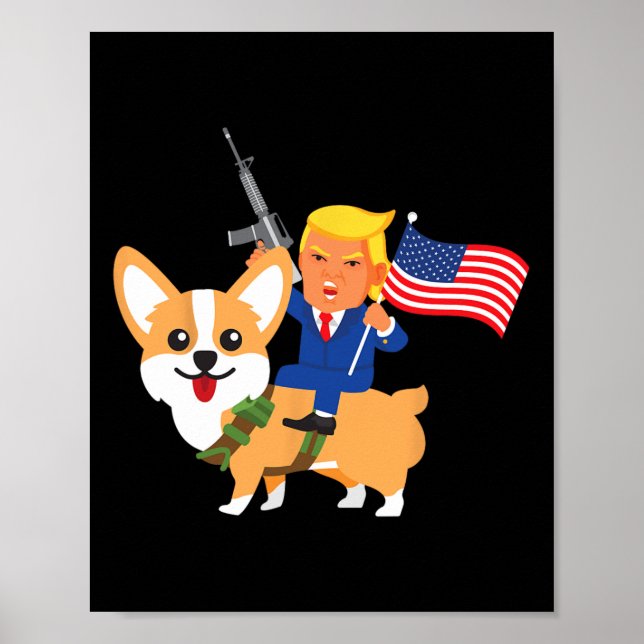 Trump Corgi Gun Merica 2020 Election Donald Dog Mo Poster (Front)