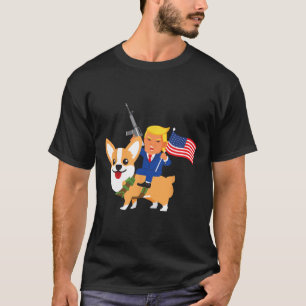 Trump Corgi Gun Merica 2020 Election Donald Dog Mo T-Shirt
