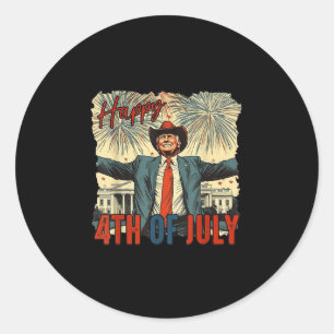 Trump Cowboy Happy 4th Of July Independence Day Classic Round Sticker