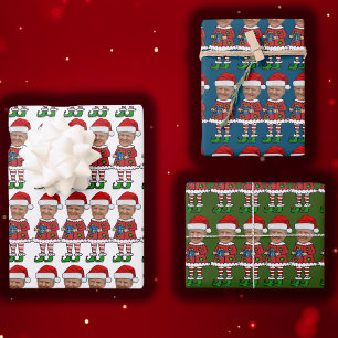 Trump Custom Face photo Elf Christmas Funny Trump  Wrapping Paper Sheet