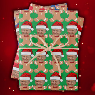 Trump Custom Face Photo Gingerbread Xmas  Wrapping Paper Sheet
