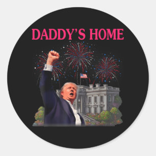 Trump Daddys Home Bye Joe Biden Drops Out Run For  Classic Round Sticker
