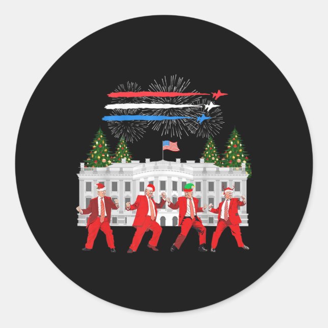 Trump Daddys Home White House Dance Make Xmas Grea Classic Round Sticker (Front)
