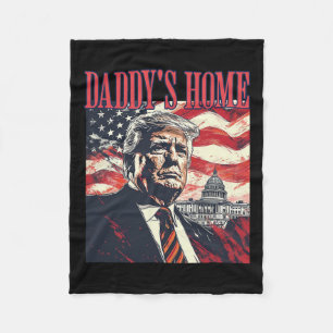 Trump Daddys Home White House Usaamerican Flag Vin Fleece Blanket