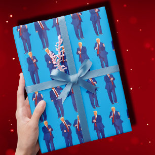 Trump Dance Funny Trump Dancing Blue Gift Wrapping Paper