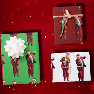 Trump Dance   Funny Trump Santa Claus Dance Xmas Wrapping Paper Sheet