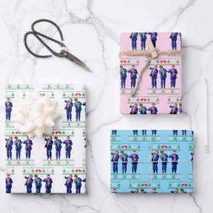 Trump Dance Gift Wrap, Funny Trump Santa Hat Dance Wrapping Paper Sheet