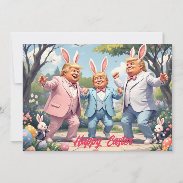 Trump dances on Easter Holiday Card (Front)