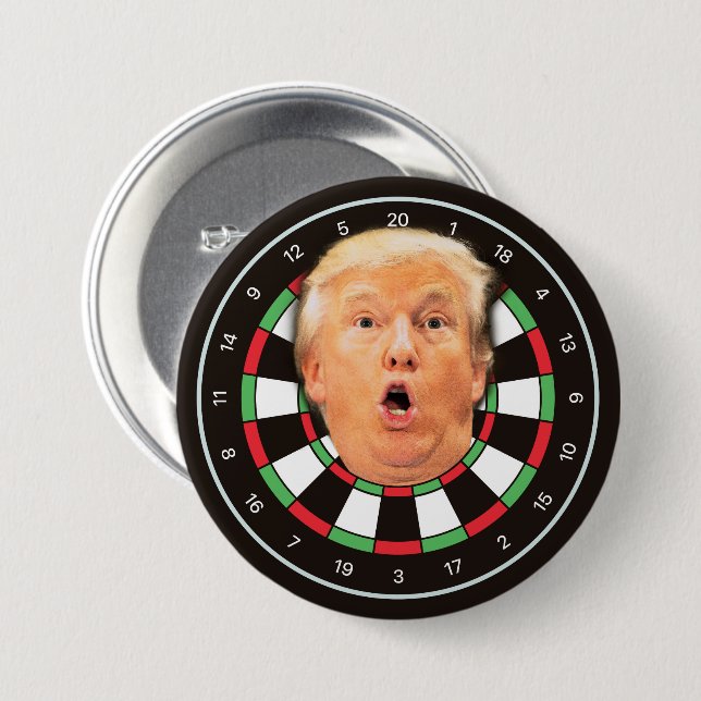 Trump Dartboard Funny Donald Dart Board Political 7.5 Cm Round Badge (Front & Back)