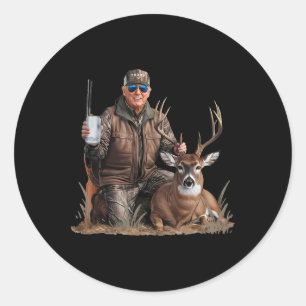 Trump Deer Hunting Donald Trump Old School Camoufl Classic Round Sticker