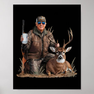 Trump Deer Hunting Donald Trump Old School Camoufl Poster