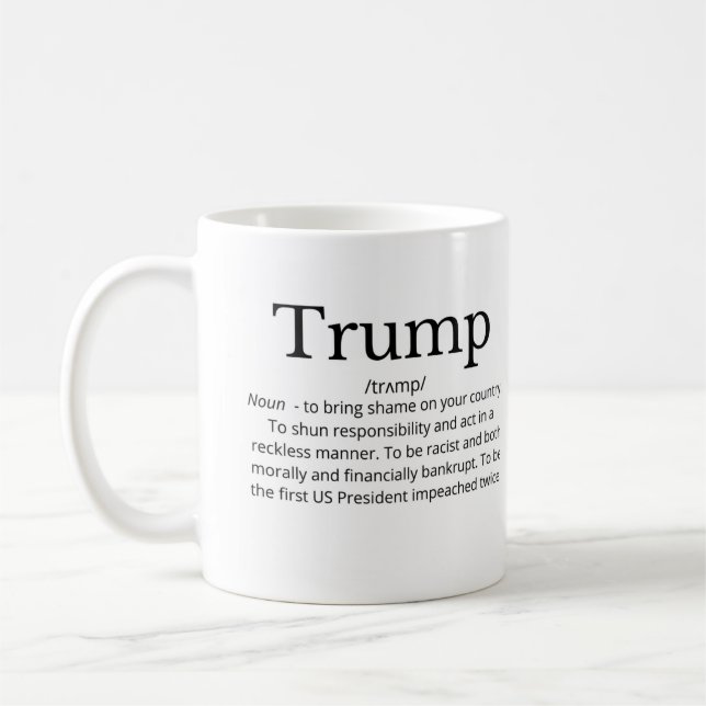 trump definition political funny coffee mug (Left)
