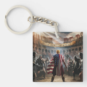 Trump depicted as a gladiator in an ancient Roman Key Ring