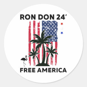 Trump Desantis Ron Don 24' American Flag Flamingo Classic Round Sticker
