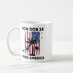 Trump Desantis Ron Don 24' American Flag Flamingo Coffee Mug
