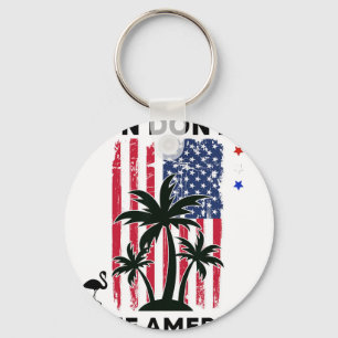 Trump Desantis Ron Don 24' American Flag Flamingo  Key Ring