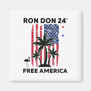 Trump Desantis Ron Don 24' American Flag Flamingo Magnet