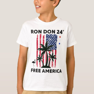 Trump Desantis Ron Don 24' American Flag Flamingo T-Shirt