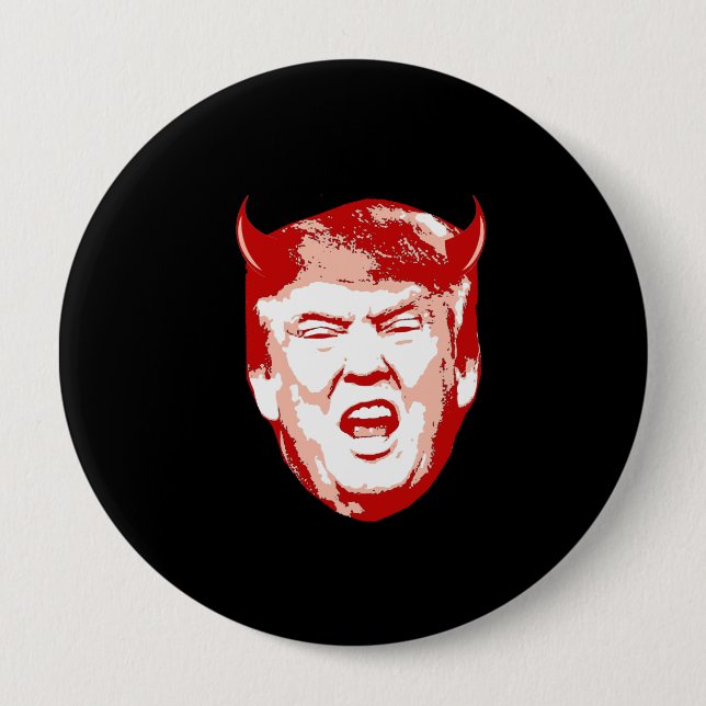 Trump Devil Head - Anti-Trump - 10 Cm Round Badge (Front)