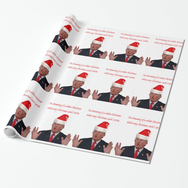 Trump, Dreaming of a White Christmas Wrapping Paper (Unrolled)