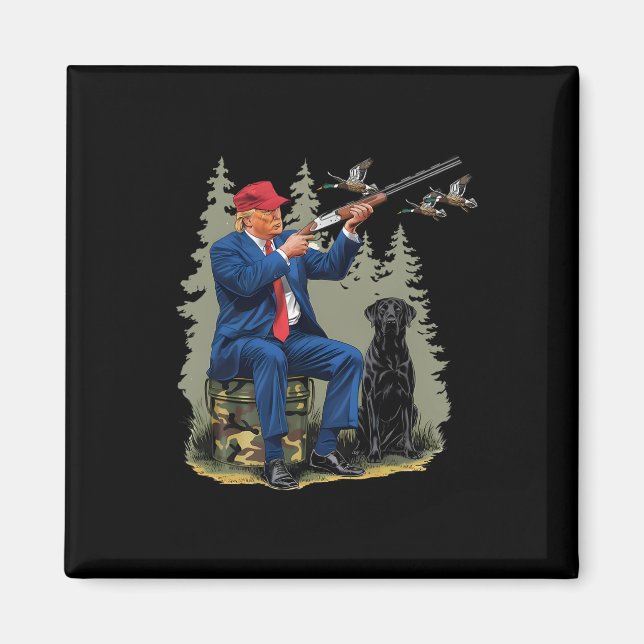 Trump Duck Hunting Donald Trump Old School Camoufl Magnet (Front)