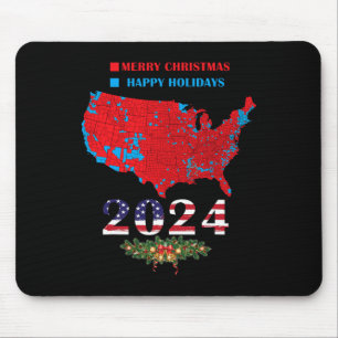 Trump Election Map 2024 Funny Merry Christmas Happ Mouse Mat