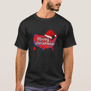 Trump Election Map Christmas Festive Santa Hat T-Shirt