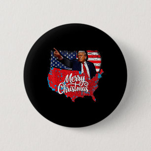 Trump Election Map Merry Christmas Holiday Santa H 6 Cm Round Badge