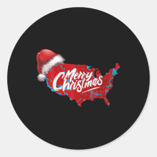 Trump Election Map Merry Christmas Holiday Santa H Classic Round Sticker