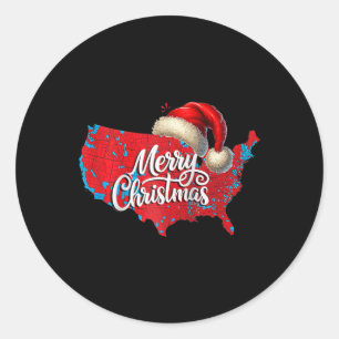Trump Election Map Merry Christmas Holiday Santa H Classic Round Sticker
