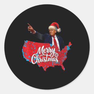Trump Election Map Merry Christmas Holiday Santa H Classic Round Sticker