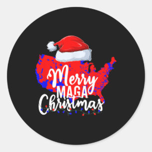 Trump Election Map Merry Christmas Holiday Santa H Classic Round Sticker