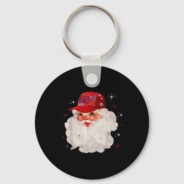 Trump Election Map Merry Christmas Holiday Santa H Key Ring (Front)