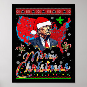 Trump Election Map Merry Christmas Holiday Santa H Poster