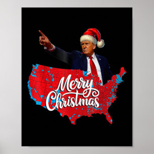 Trump Election Map Merry Christmas Holiday Santa H Poster
