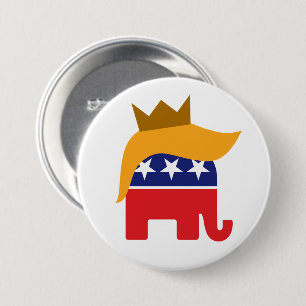 Trump Elephant Hair Logo with Crown 7.5 Cm Round Badge