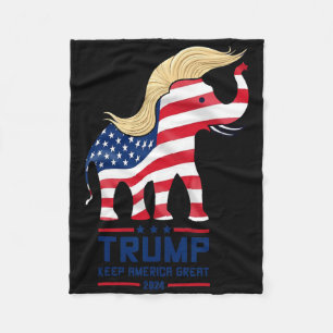 Trump Elephant Republican Keep America Great Elect Fleece Blanket