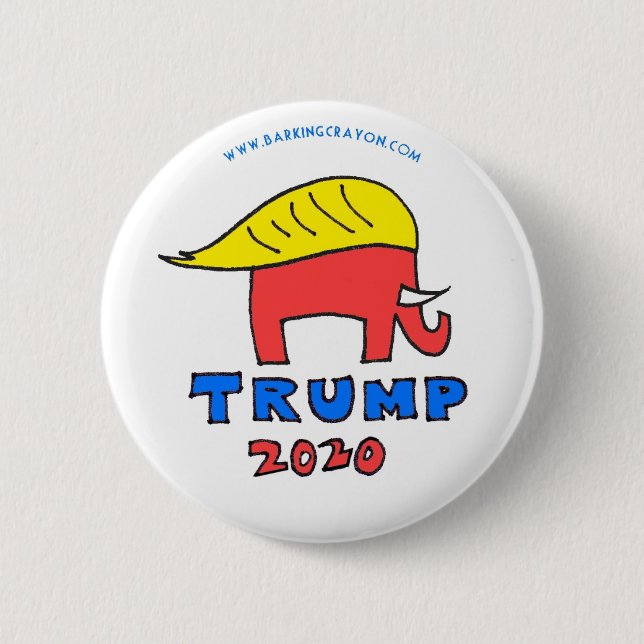 Trump Elephant with hair button (Front)